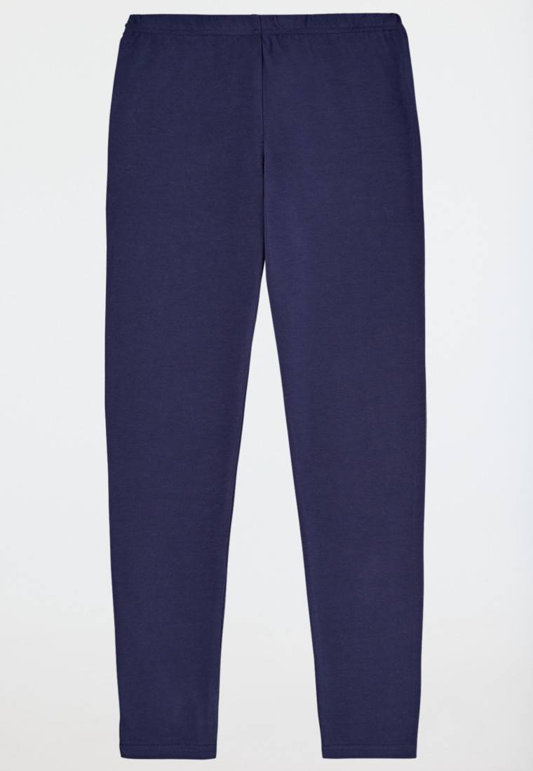 Schiesser Schlafanzug lang Plüsch-Shirt Leggings nachtblau - Nightwear Blitzangebot