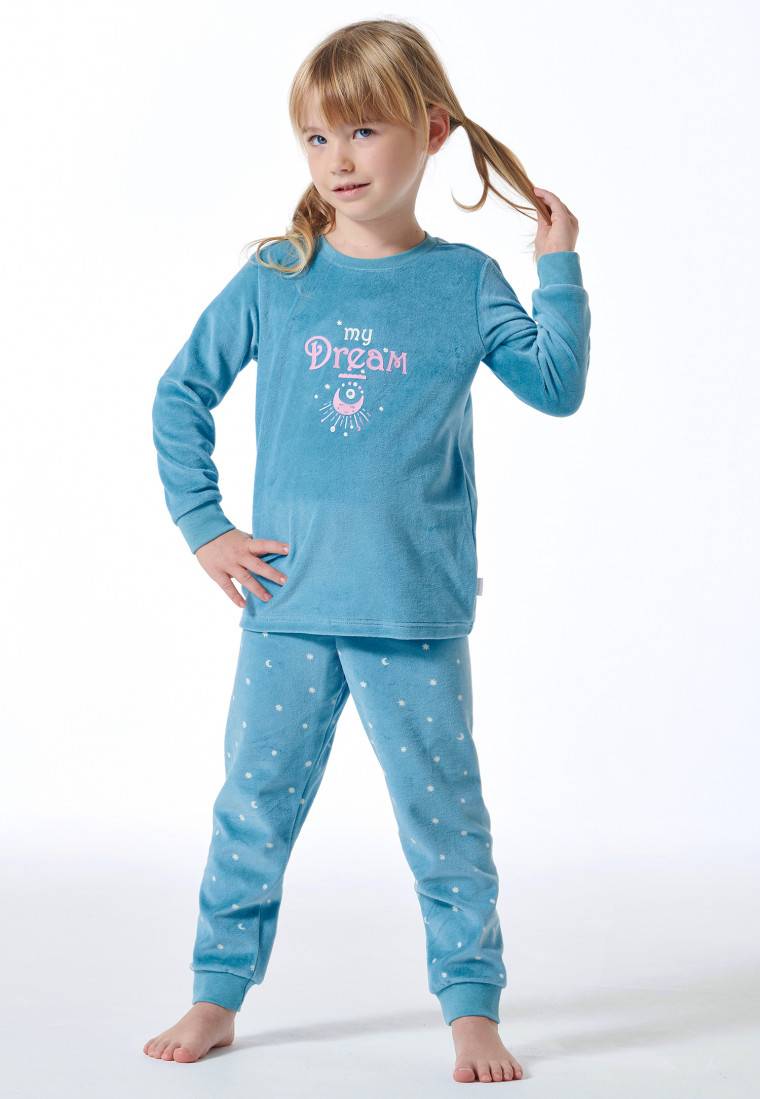 Schiesser Schlafanzug lang Velour Bündchen Sterne aquarium - Girls World Bestseller
