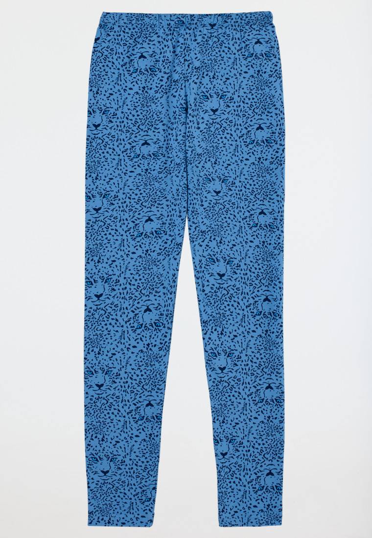 Schiesser Schlafanzug lang mit Leopardenmuster blau - Nightwear Saisonale Angebote