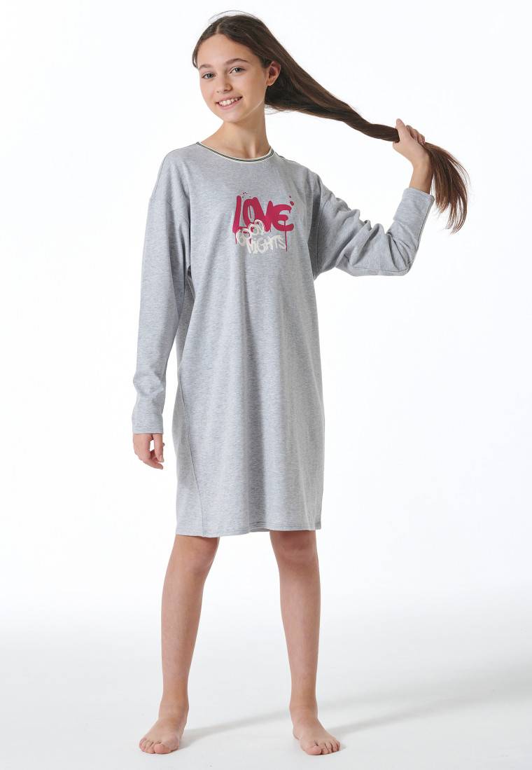 Schiesser Nachthemd langarm grau-meliert - Nightwear Räumungsverkauf