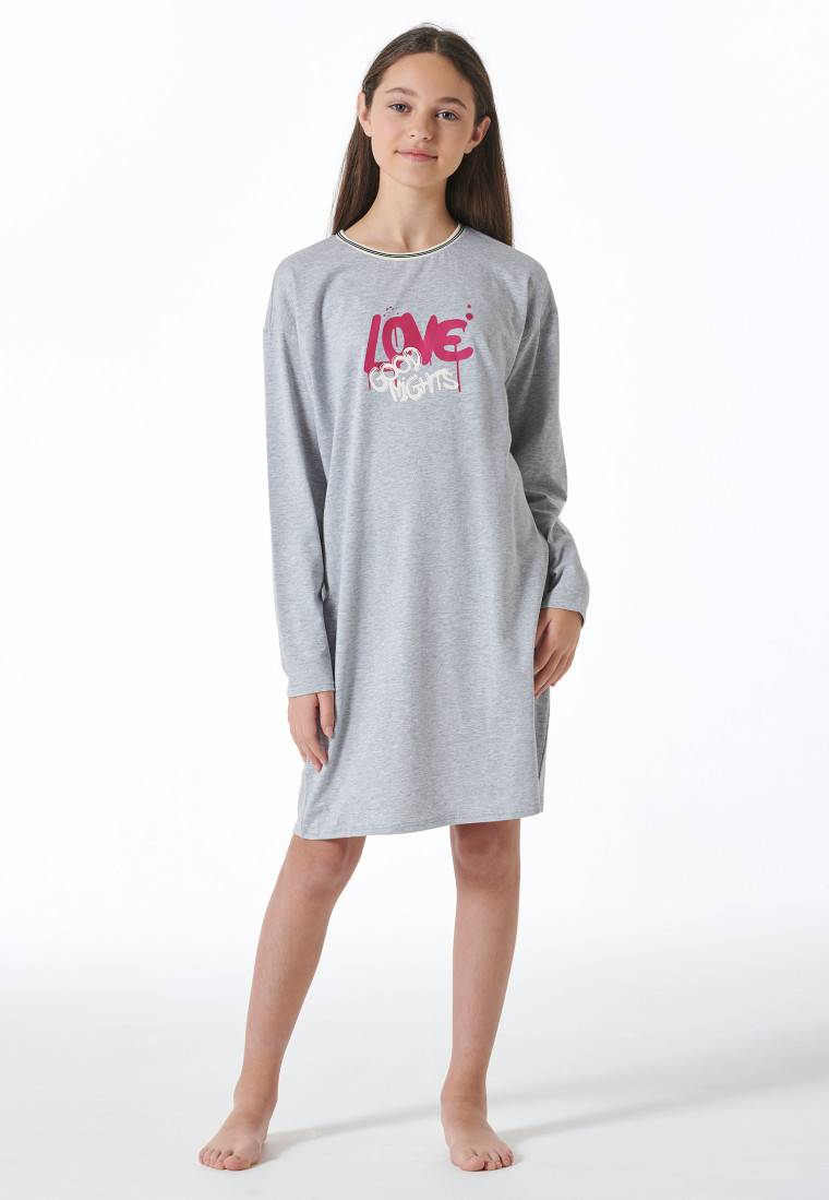 Schiesser Nachthemd langarm grau-meliert - Nightwear Räumungsverkauf