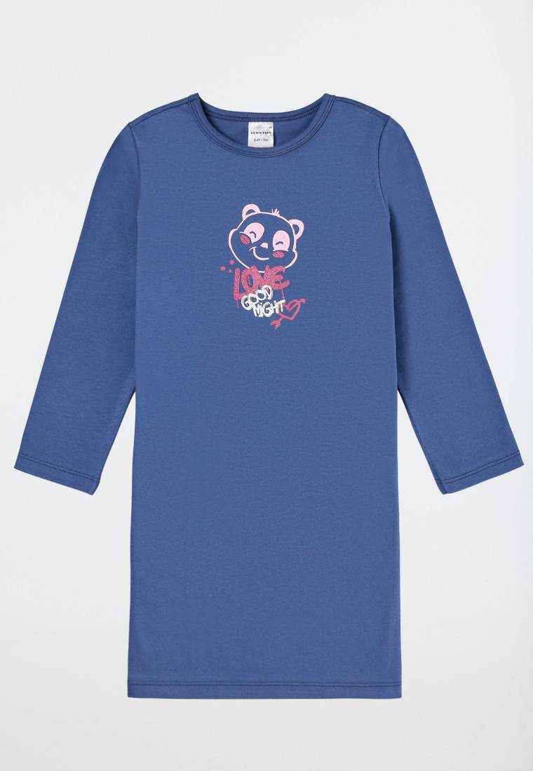 Schiesser Nachthemd langarm Organic Cotton Panda blau - Girls World VIP-Rabatte