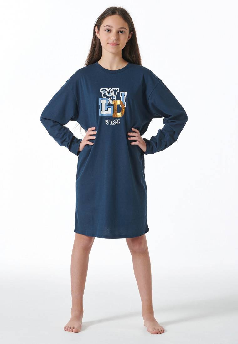 Schiesser Nachthemd langarm wild blau - Nightwear