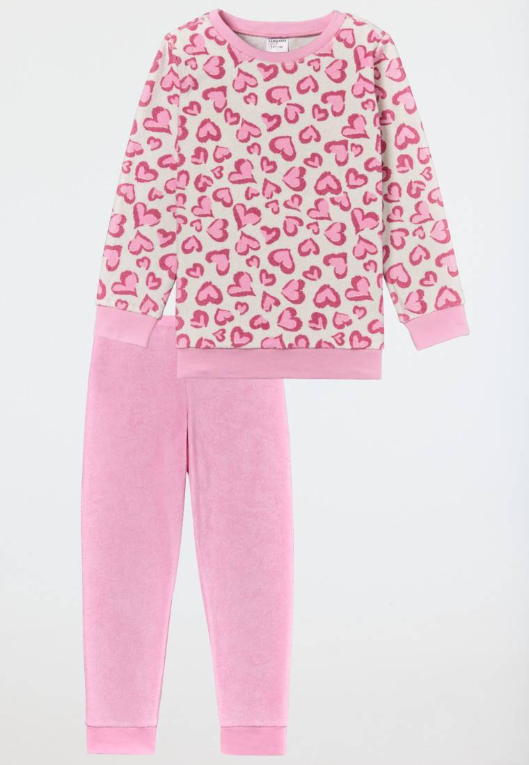 Schiesser Schlafanzug lang Organic Cotton Bündchen Herzen rosé - Girls World Letzte 3 Tage