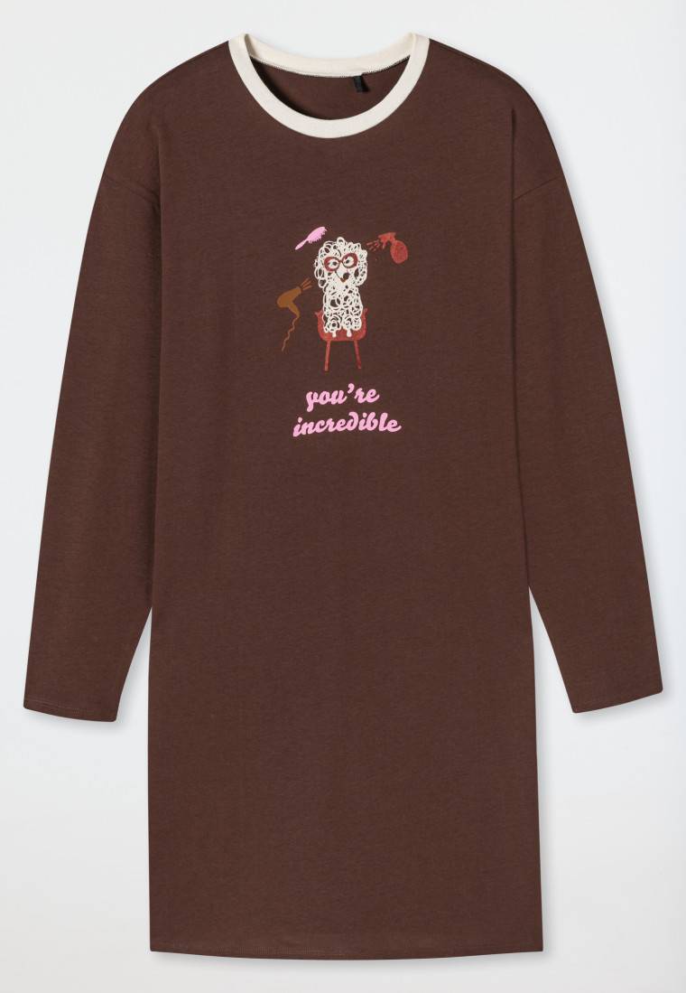 Schiesser Sleepshirt langarm Organic Cotton Hund braun - Teens Nightwear JETZT KAUFEN