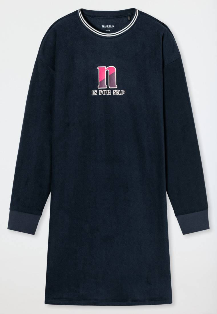 Schiesser Sleepshirt langarm Fleece Bündchen nachtblau - Teens Nightwear Neueste Stile