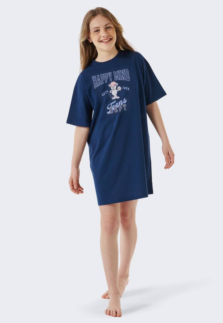 Schiesser Sleepshirt kurzarm Organic Cotton College Maus nachtblau - Nightwear Zeitbegrenzte Promotion