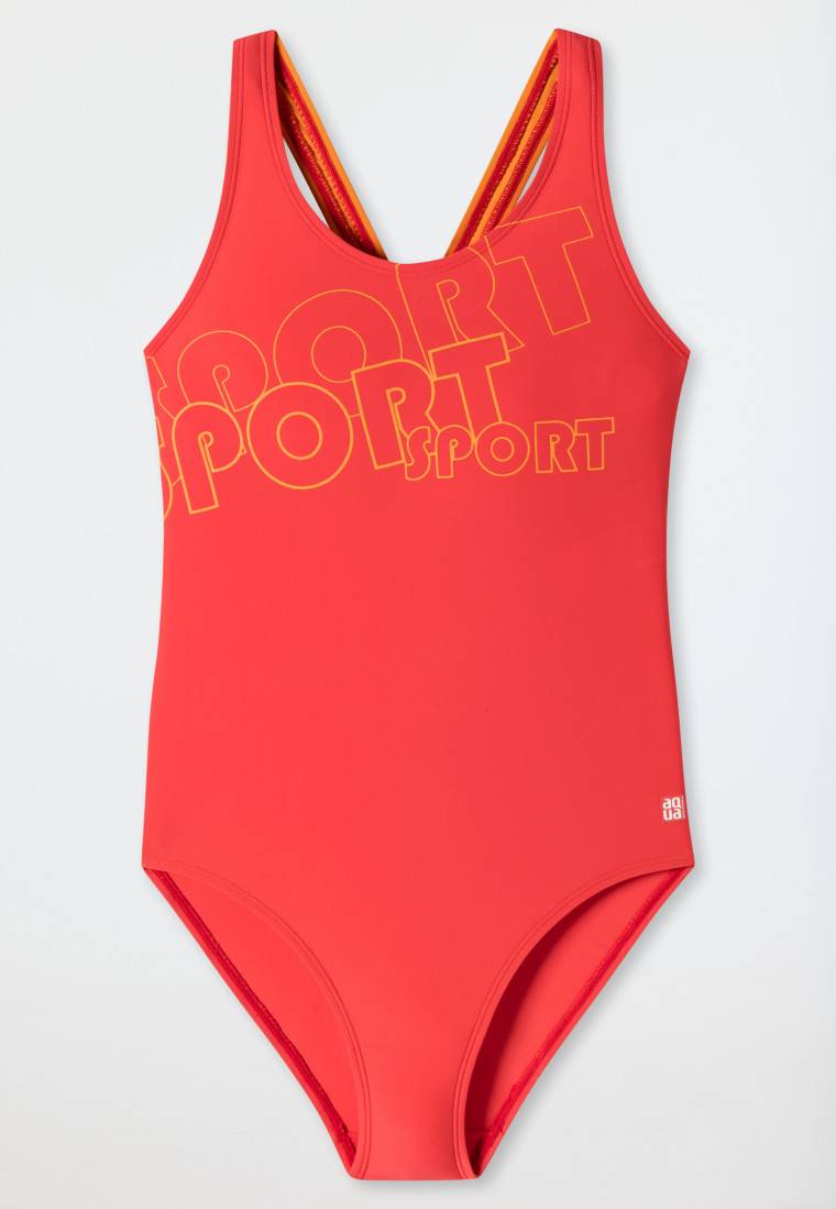 Schiesser Badeanzug Wirkware recycelt LSF40+ Racerback Sport rot - Aqua Teen Girls Bis zu 65% Rabatt