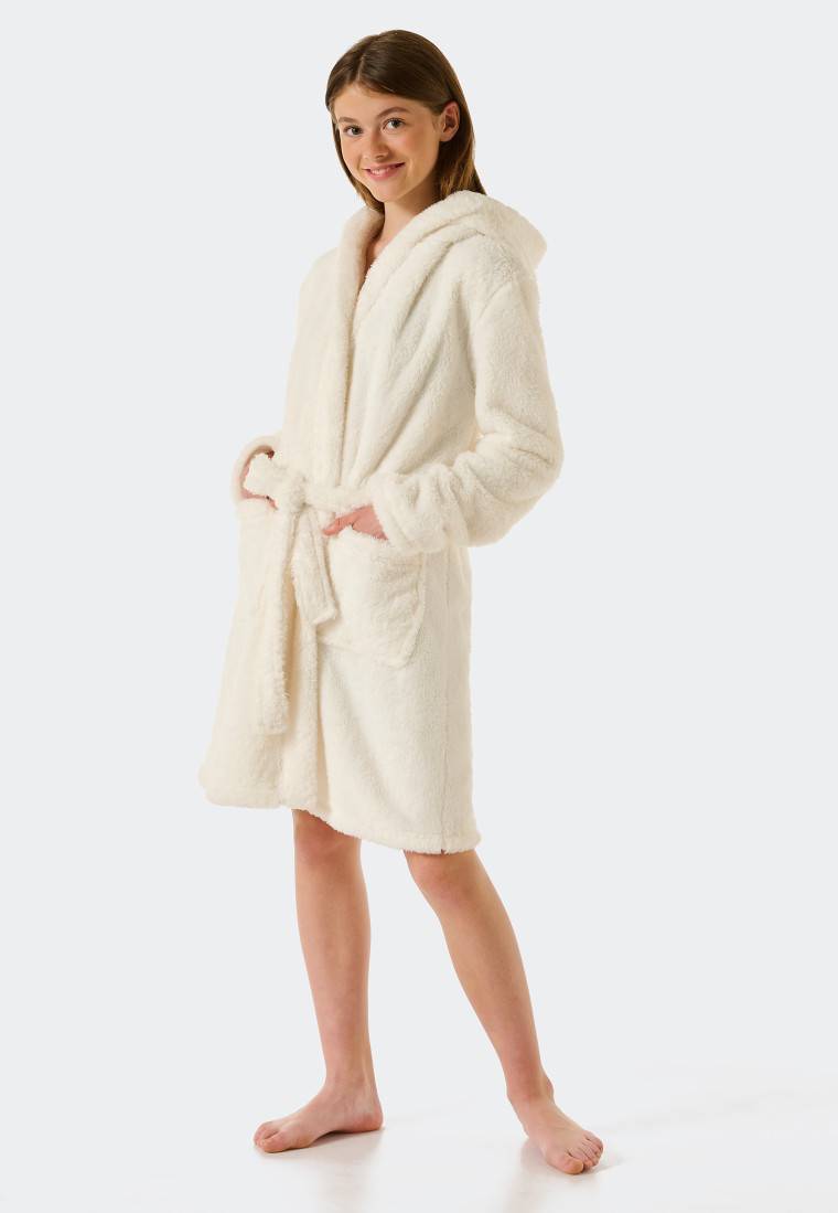 Schiesser Bademantel Teddy-Fleece off-white - Original Classics