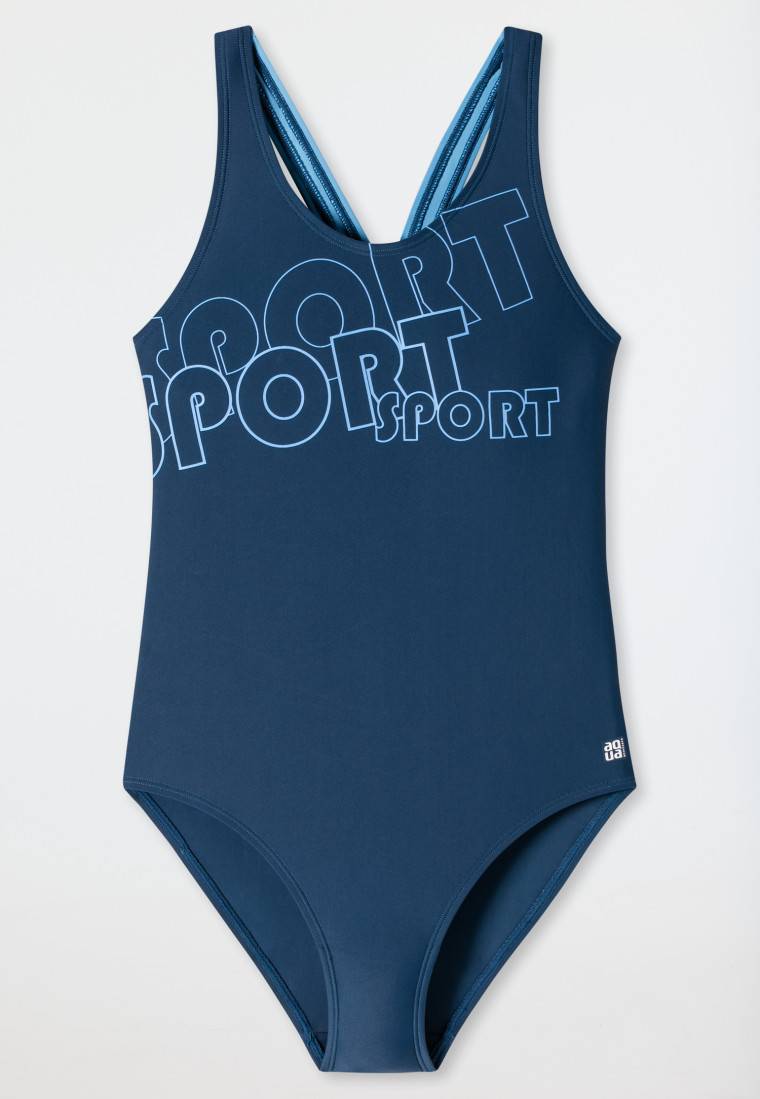 Schiesser Badeanzug Wirkware recycelt LSF40+ Racerback Sport blau - Aqua Teen Girls Discount Store für neue Produkte