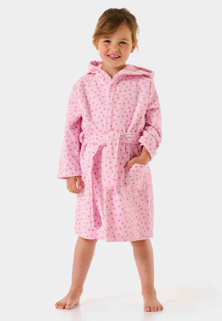 Schiesser Bademantel Velour Punkte rosa - Original Classics Nur noch ein Tag übrig