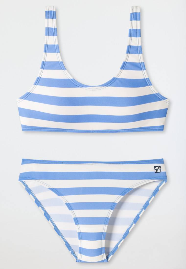 Schiesser Bustier-Bikini Wirkware recycelt LSF40+ gefüttert Streifen hellblau - Aqua Teen Girls Riesige Rabatte