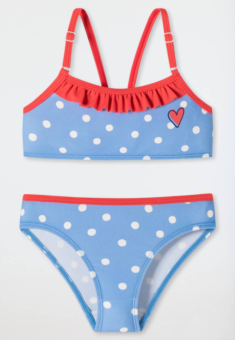 Schiesser Bustier Bikini Wirkware Punkte Rüschen hellblau - Aqua Kids Girls 50% Rabatt mit kostenlosem Versand
