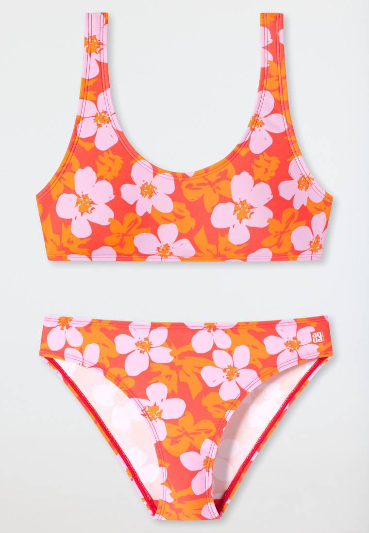Schiesser Bustier-Bikini Wirkware recycelt LSF40+ gefüttert Blumen rot - Aqua Teen Girls Begrenzt auf 3 Tage