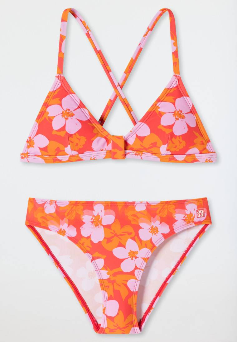 Schiesser Bustier-Bikini Wirkware recycelt LSF40+ Blumen rot - Aqua Teen Girls Speichern exportieren
