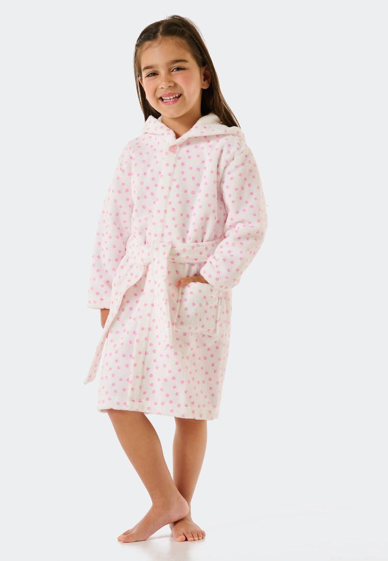 Schiesser Bademantel Velour Punkte weiß - Original Classics Im Verkauf