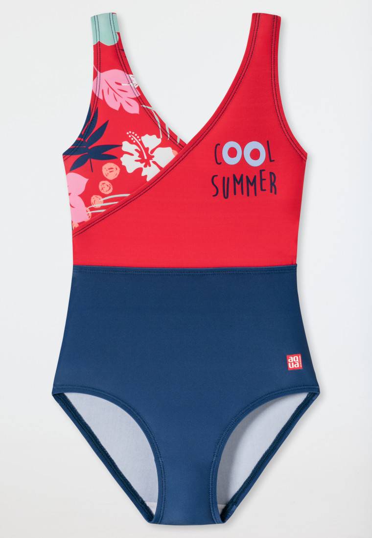 Schiesser Badeanzug Wirkware recycelt LSF40+ Colour-Blocking Blumen mehrfarbig - Cat Zoe 50% Rabatt für begrenzte Zeit