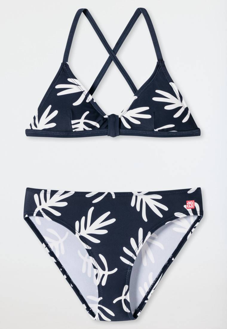 Schiesser Bustier-Bikini Wirkware recycelt LSF40+ Palmenblätter dunkelblau - Diver Dreams Rabatte dieses Monats