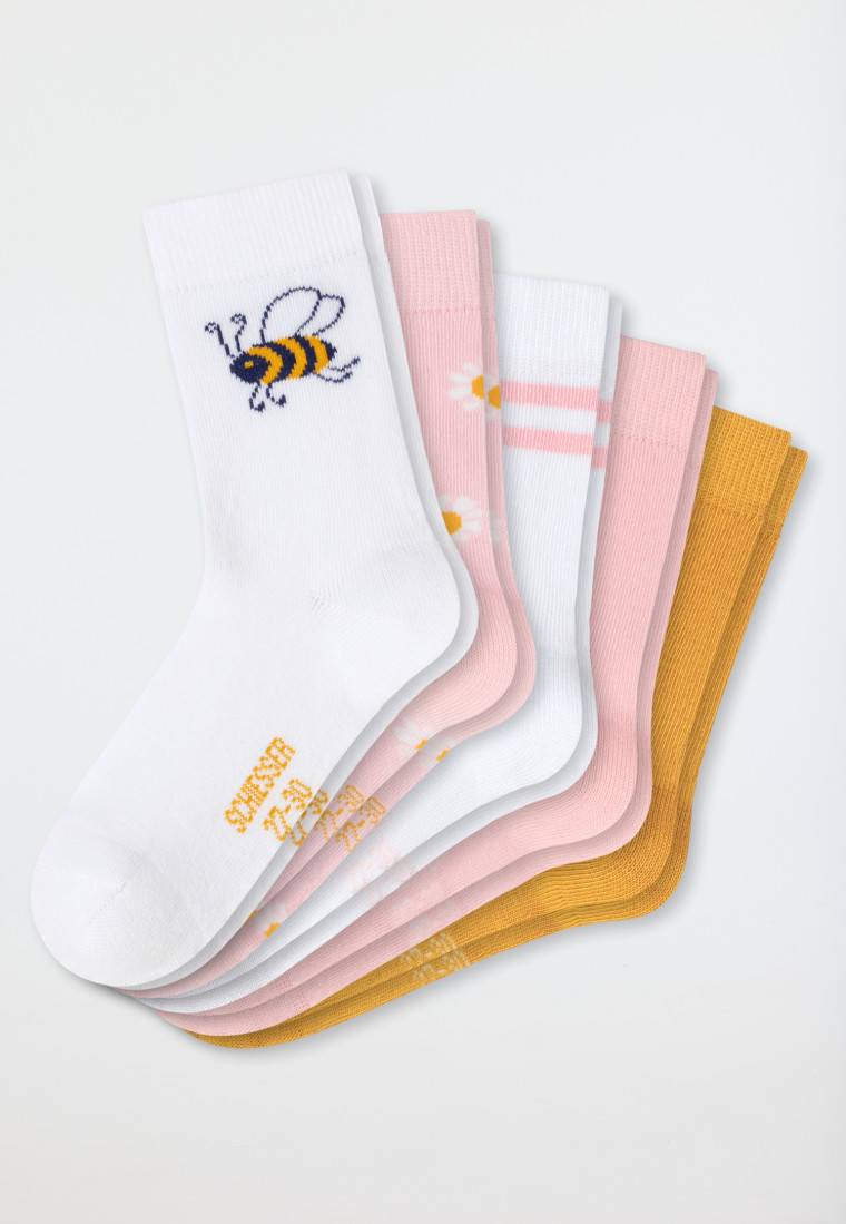 Schiesser Mädchensocken 5er-Pack Blumen Biene mehrfarbig - Biene Schlussverkauf