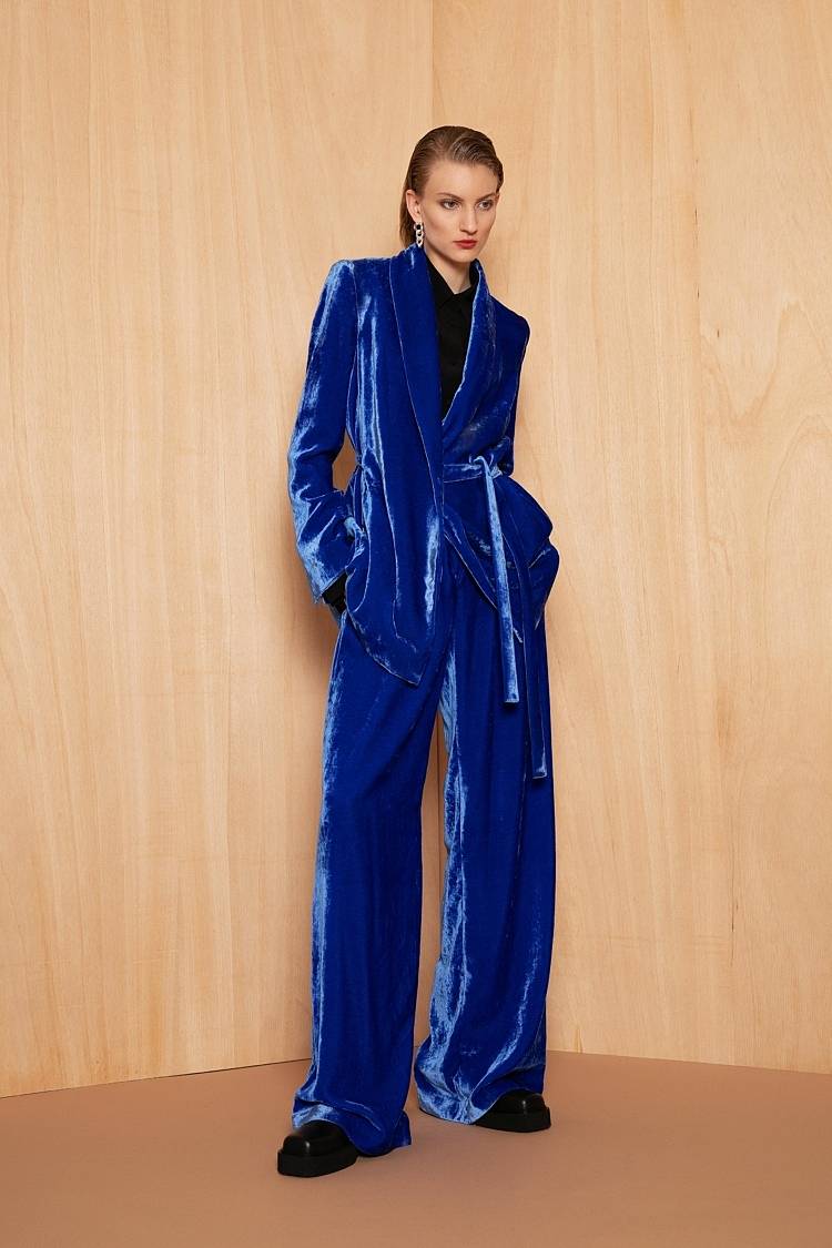 Sly 010 Wickelblazer mit Gürtel aus Viskose-Samt Zeitbegrenzte Promotion