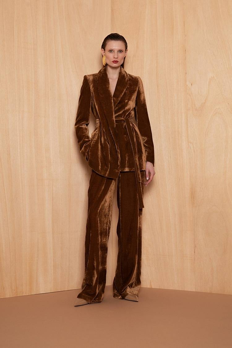 Sly 010 Wickelblazer mit Gürtel aus Viskose-Samt Outlet