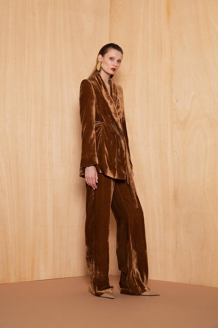 Sly 010 Wickelblazer mit Gürtel aus Viskose-Samt Outlet