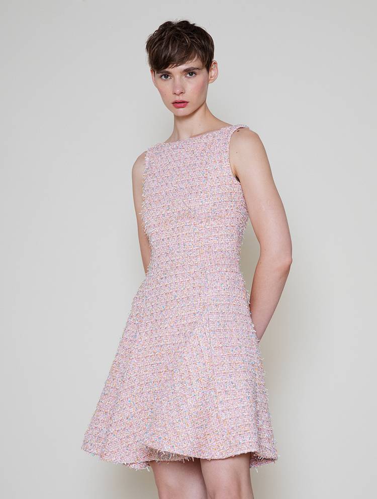 Sly 010 Tweed-Kleid mit Godet-Falten Begrenztes Angebot