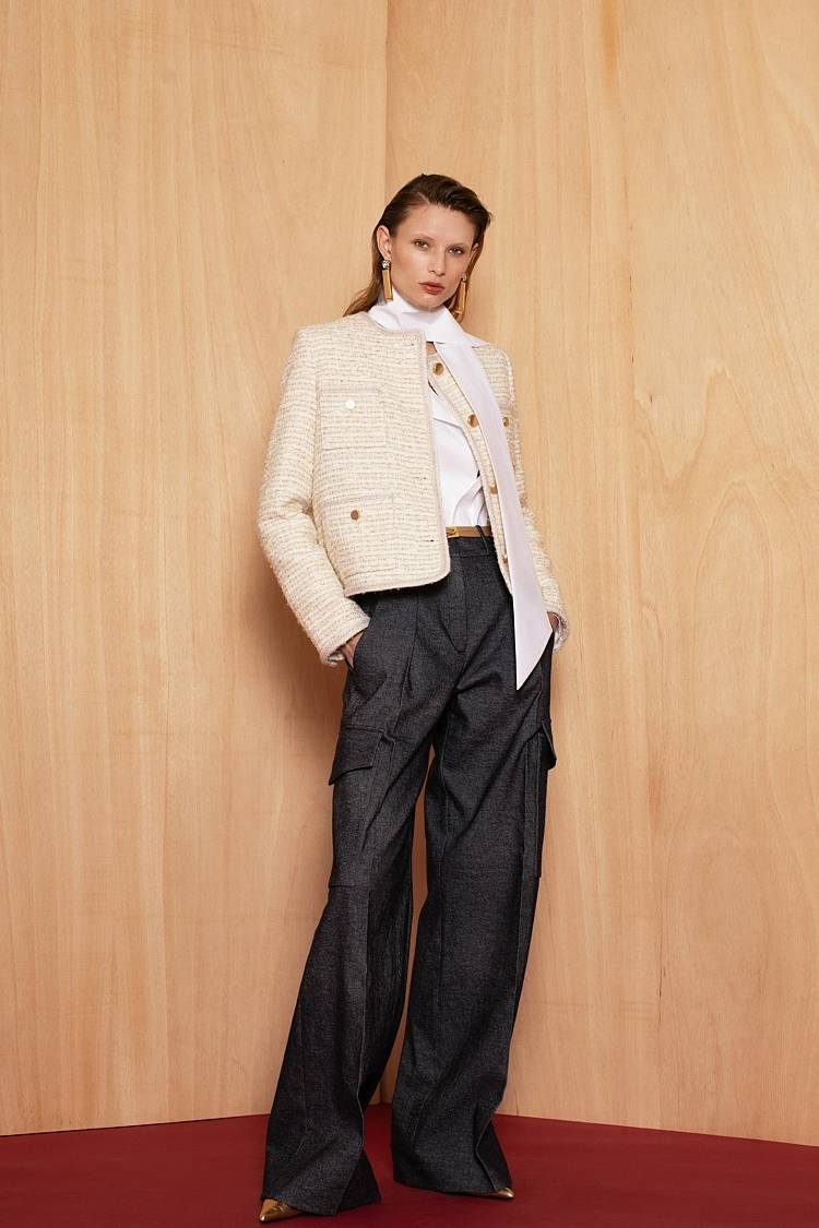 Sly 010 Kurze Tweedjacke mit aufgesetzten Taschen Bis zu 50% Rabatt