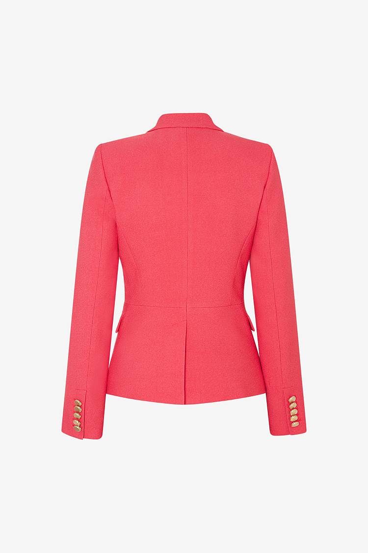 Sly 010 Kurzer doppelreihiger Blazer mit Goldknöpfen aus Crêpe-Envers-Satin Tägliche Deals