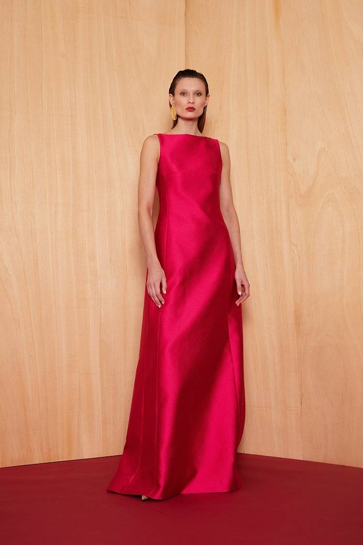 Sly 010 Bodenlanges Kleid aus Taft Kostenlose Rückgabe