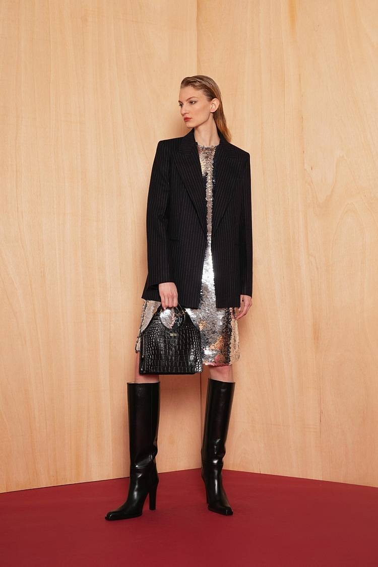 Sly 010 Knopfloser Nadelstreifen-Blazer aus Wolle Im Verkauf