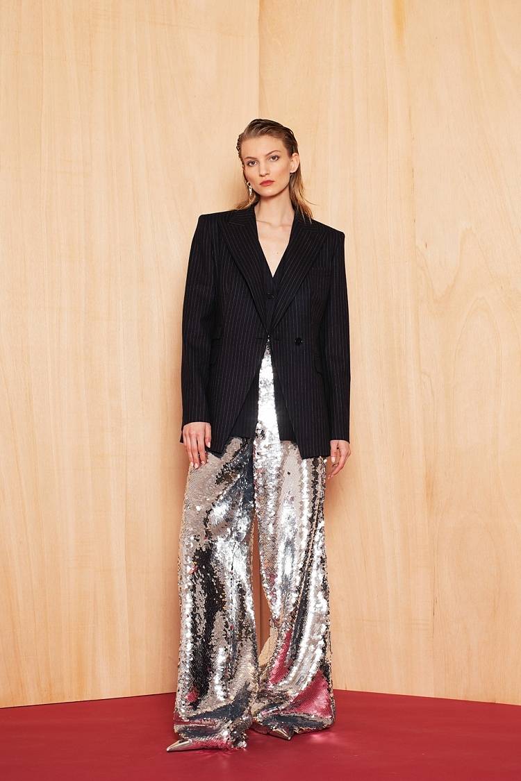 Sly 010 Taillierter Einknopf-Nadelstreifen-Blazer aus Wolle Rabatte dieses Monats