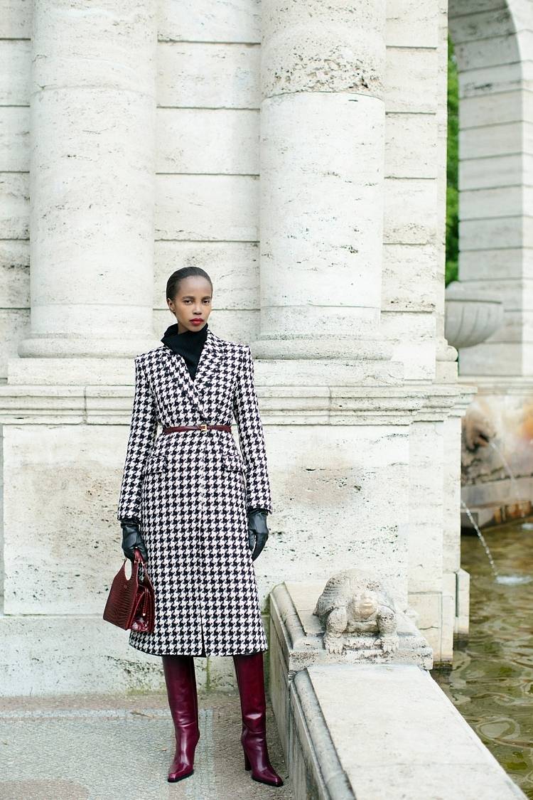 Sly 010 Tailored Coat with Houndstooth Pattern Auslauf