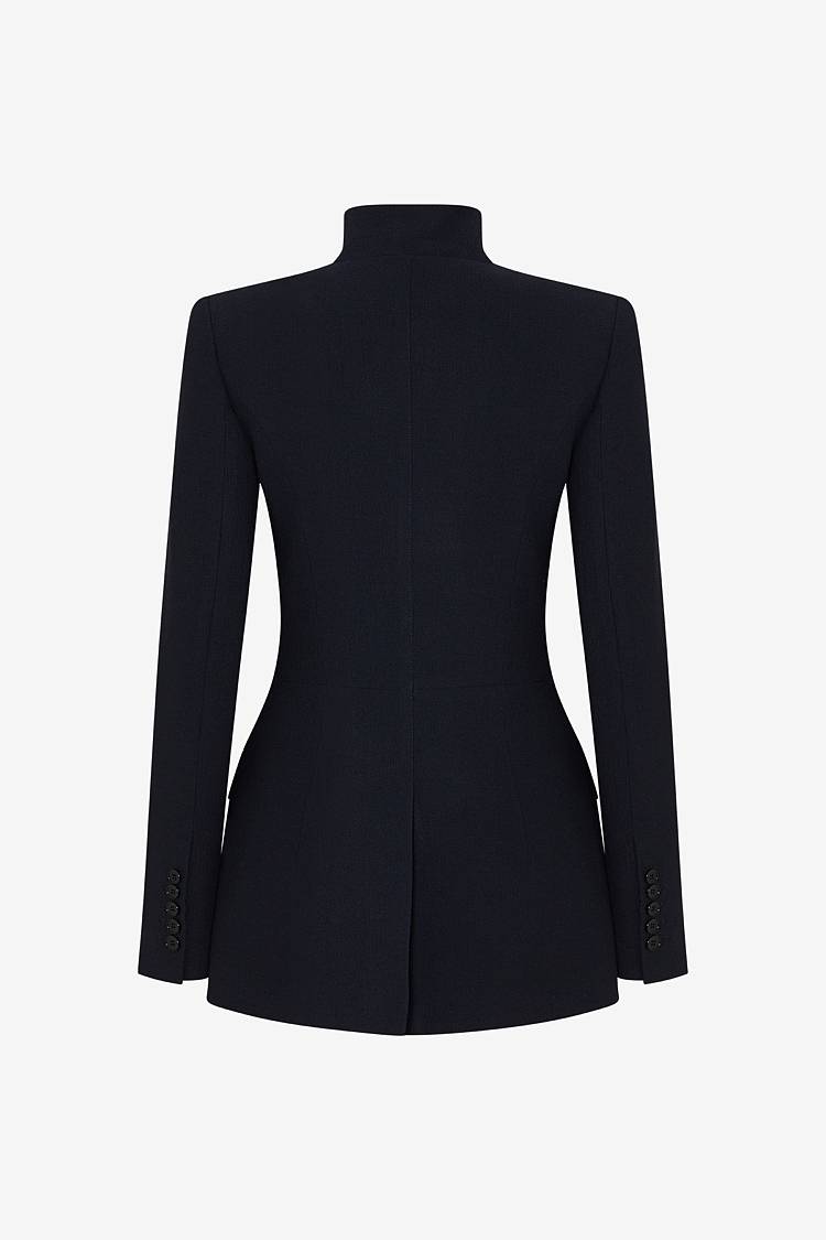 Sly 010 Taillierter Blazer mit Pattentaschen aus Viskose-Crêpe Sonderangebote