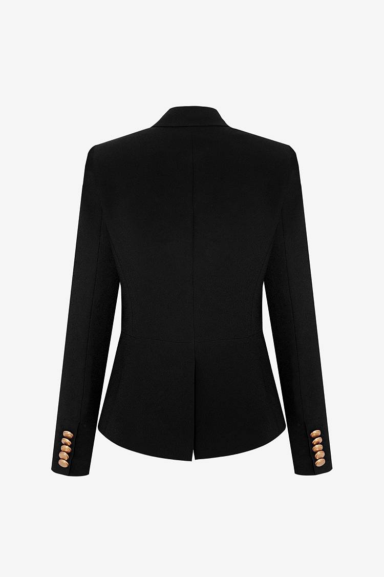 Sly 010 Kurzer doppelreihiger Blazer mit Goldknöpfen aus Crêpe-Envers-Satin Fabrikpreis