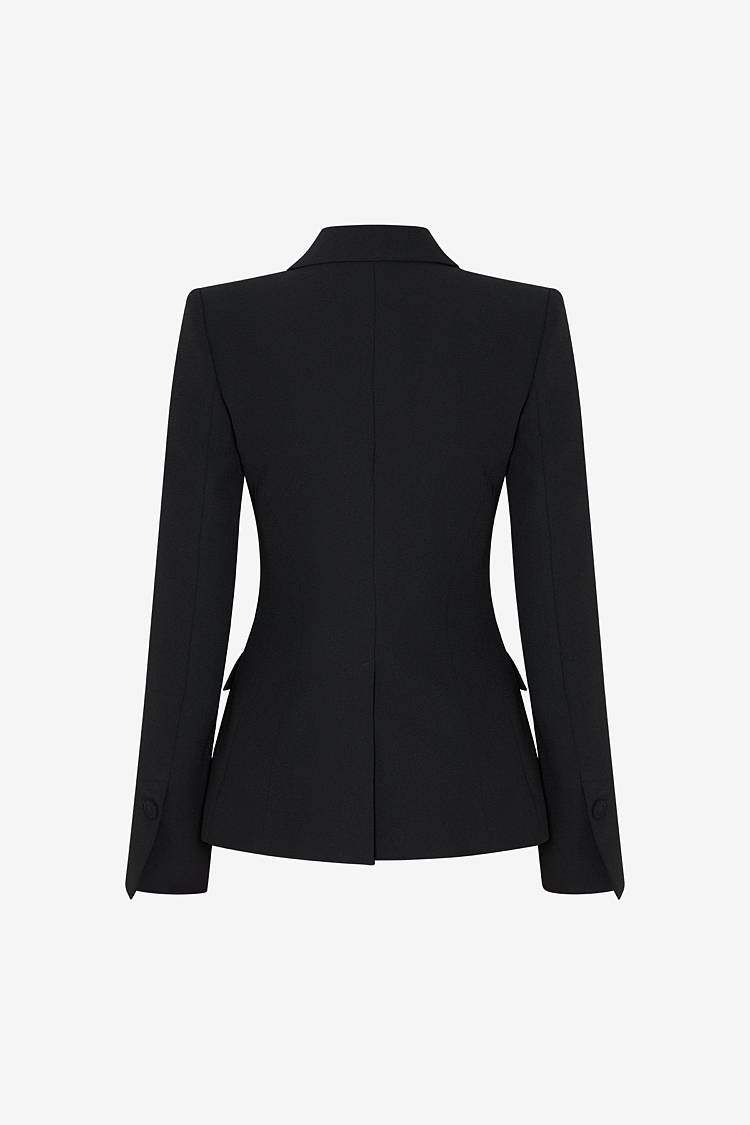 Sly 010 Einreihiger Blazer mit Pattentaschen aus Crêpe-Envers-Satin Cyber Monday
