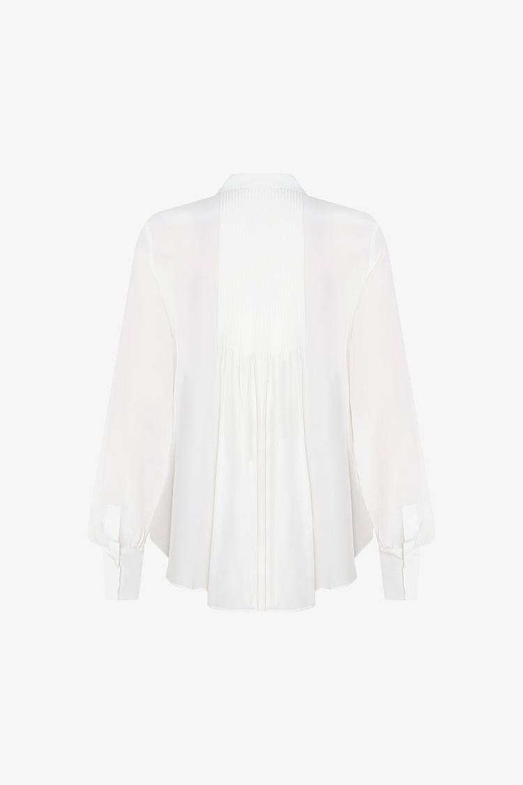 Sly 010 Klassische Seidenbluse mit plissierten Ärmeln Muttertagsangebot