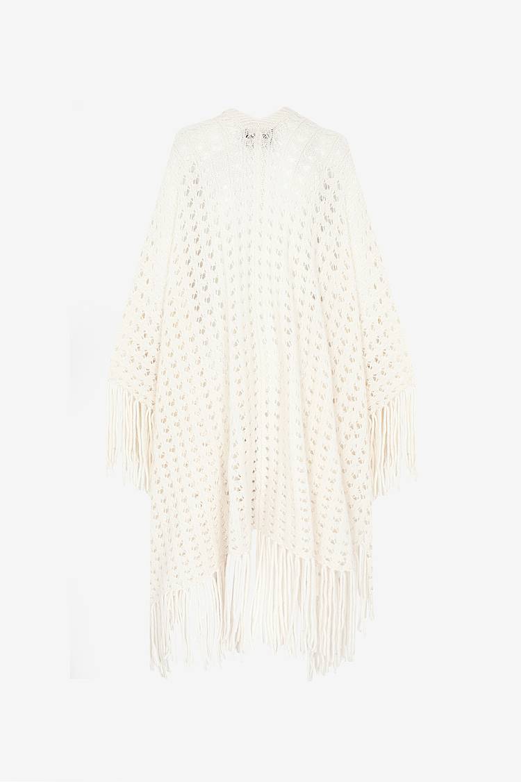 Sly 010 Kaschmir-Seiden Poncho mt Fransen Exklusive Angebote