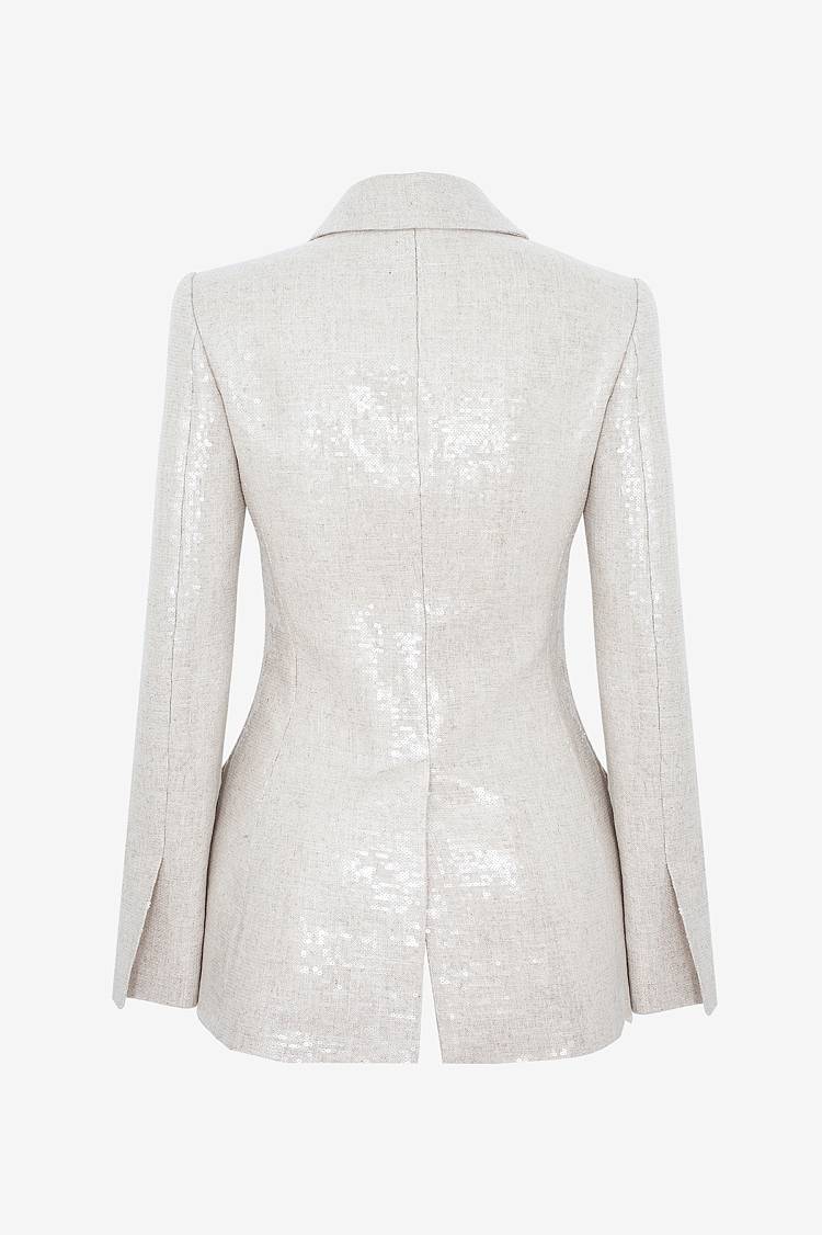 Sly 010 Taillierter Blazer mit Pailettem aus Leinengemisch Sonderangebote