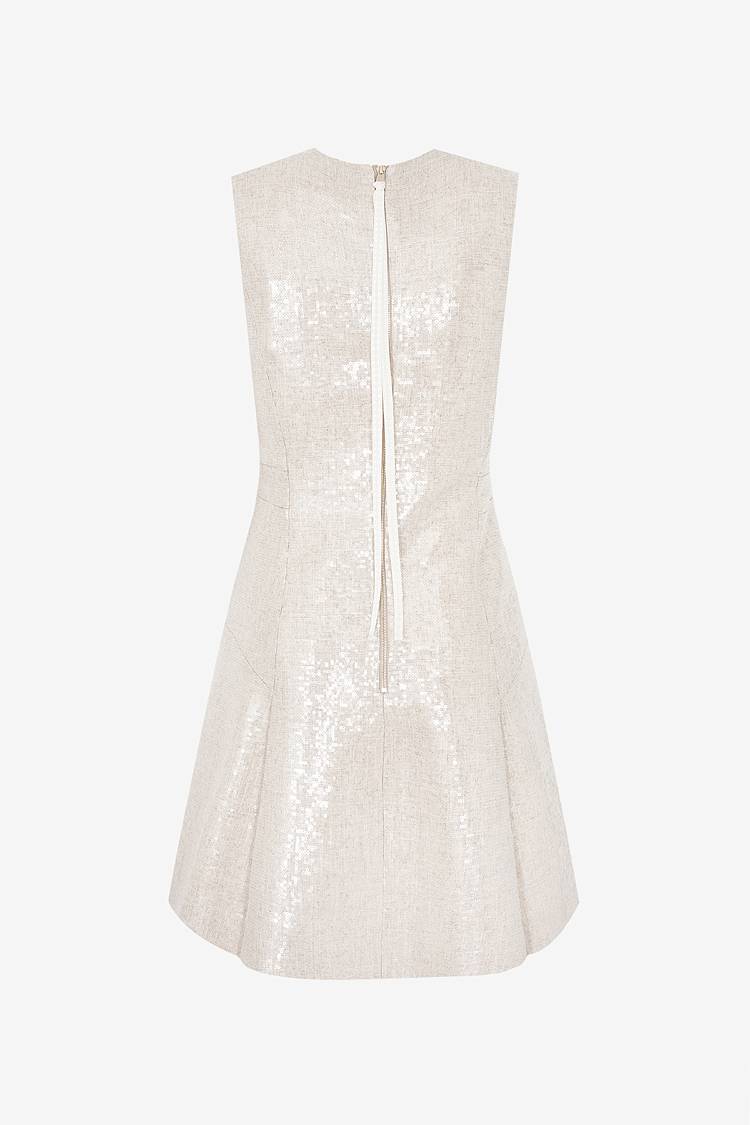 Sly 010 Ärmelloses Pailettenkleid aus Viskose-Leinen-Mix VIP-Rabatte
