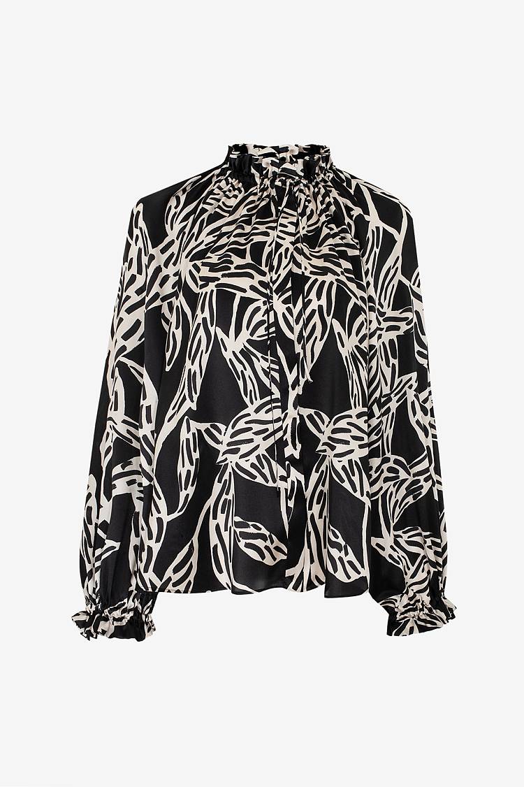 Sly 010 Seidenbluse mit gekräuseltem Kragen Fabrikpreis