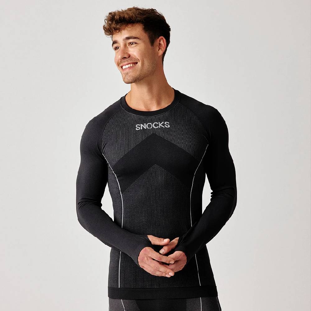 Snocks Thermounterwäsche Herren mit Daumenloch aus recyceltem Polyester Zeitlich begrenztes Angebot