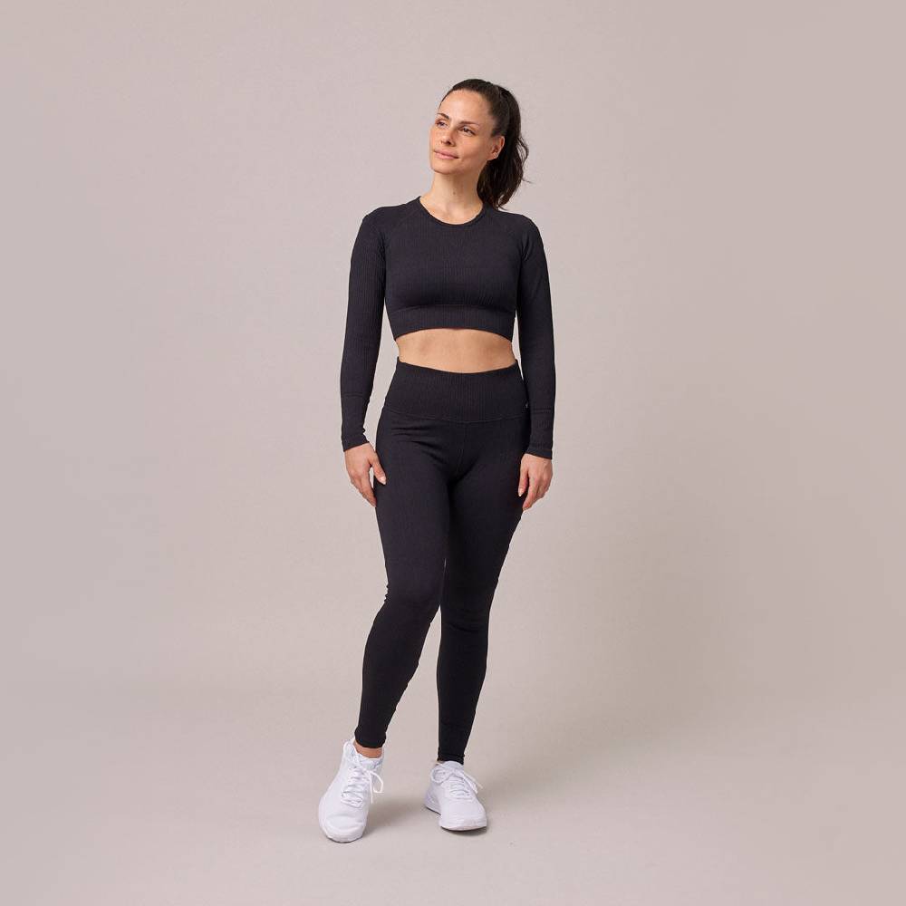 Snocks Geripptes Sportshirt langarm Damen aus recyceltem Polyamid Osterangebot
