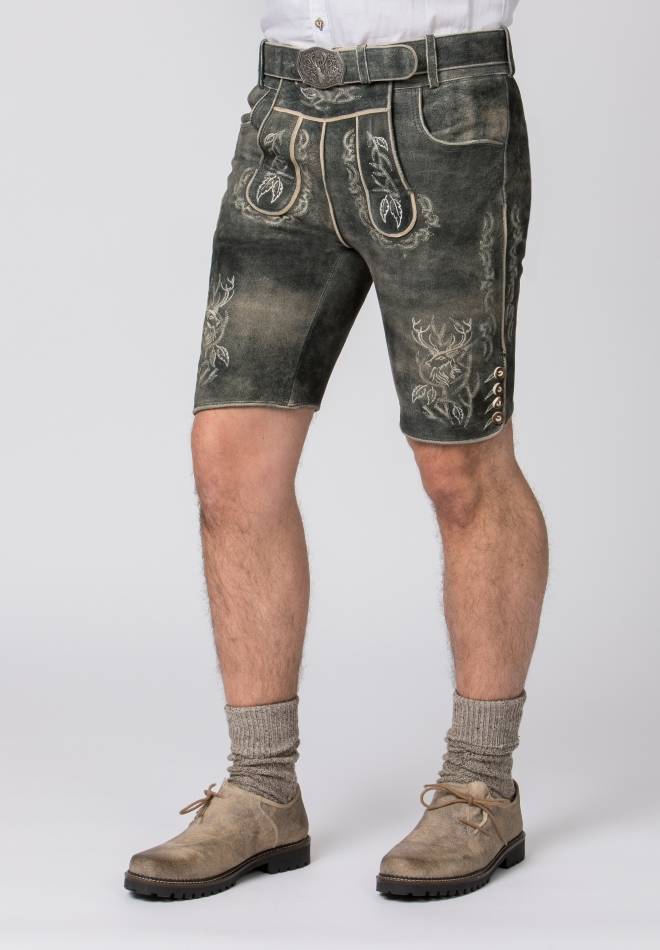 Stockerpoint Lederhose Lee grau gespeckt 58 Vierteljährliche Förderung