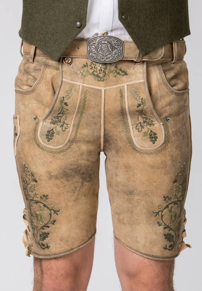 Stockerpoint Lederhose Girgl senf gespeckt-grün 48 Im Verkauf